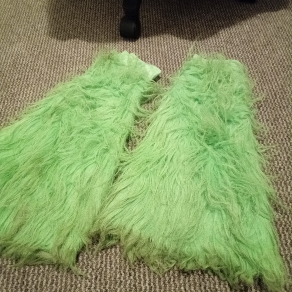 Fluffy Green Leg Warmers